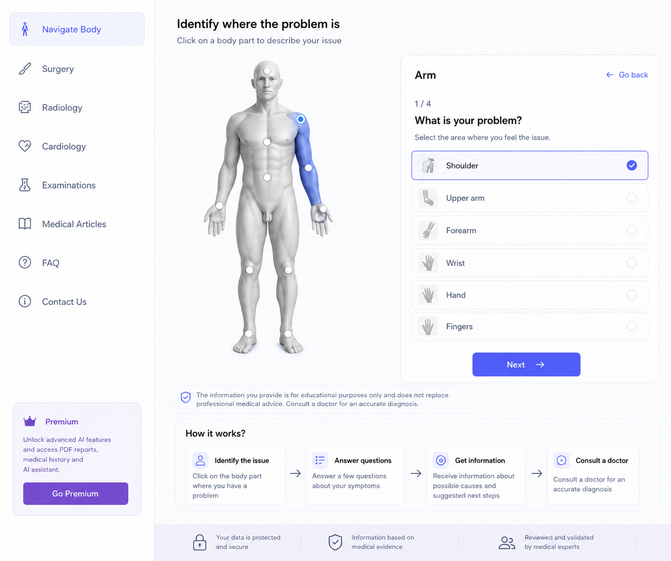 D Health Navigator — explore the body to find guidance